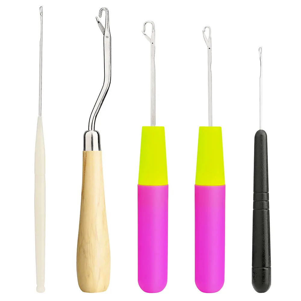 

Crochet Braid Needle 5pcs Plastic Feather Hair Styling Tool Knitting Crochet Braids Needle for Hair Extension Wig Hook Threader