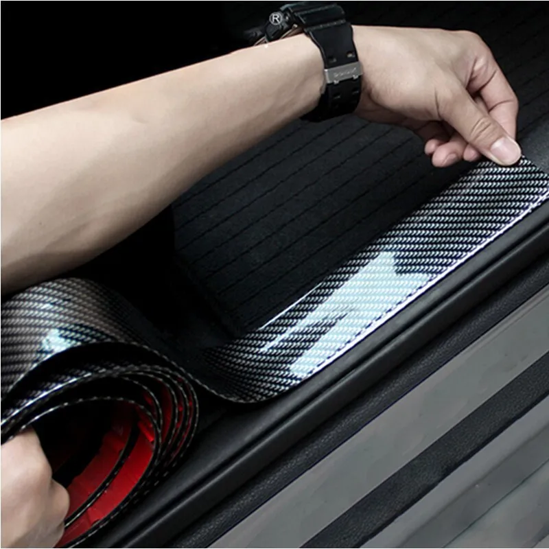 

1PCS Car Stickers 5D Carbon Fiber Rubber Styling Door Sill Bumper Strip Threshold Strip Sticker