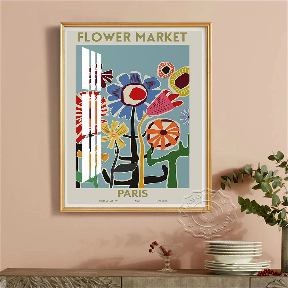 

Flower Market Modern Art Prints Poster Paris Exhibition Museum Canvas Painting Abstract Floral Wall Stickers Bedroom Home Decor