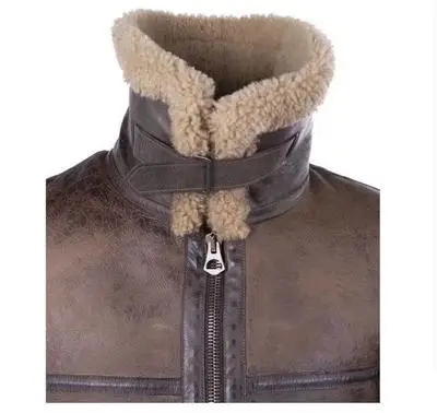 Men's winter jacket wool lining sheepskin coat men's sports vintage leather zipper Pu warm | Мужская одежда