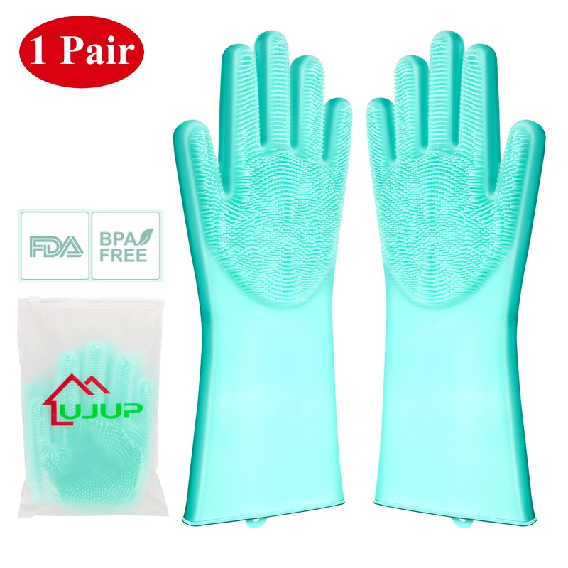 UJUP силиконовые перчатки для мытья посуды щетка скруббер бытовой кухни чистящие
