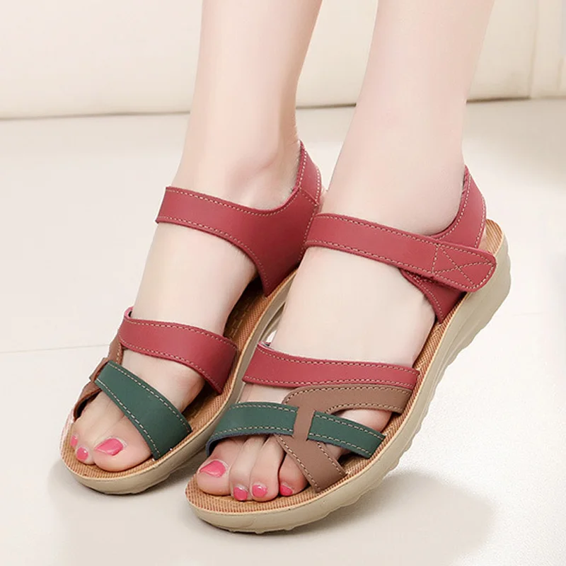 

Women Sandals PU Leather Wedge Sandals Women Shoes Summer Platform Sandalias Soft Bottom Beach Shoes Woman Sandals Plus Size 41