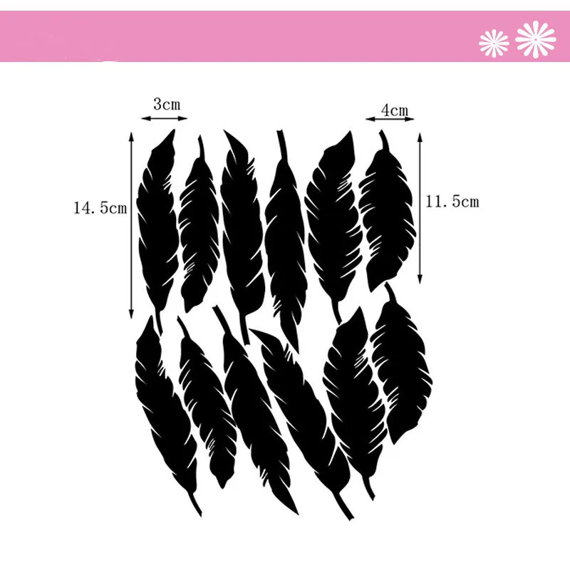 12 шт./упак. 20*30 см Великолепные Перья простой наклейки на стену Детская комната