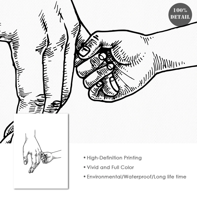 Постер рука в руке скандинавском стиле черно-белая Картина на холсте Современная