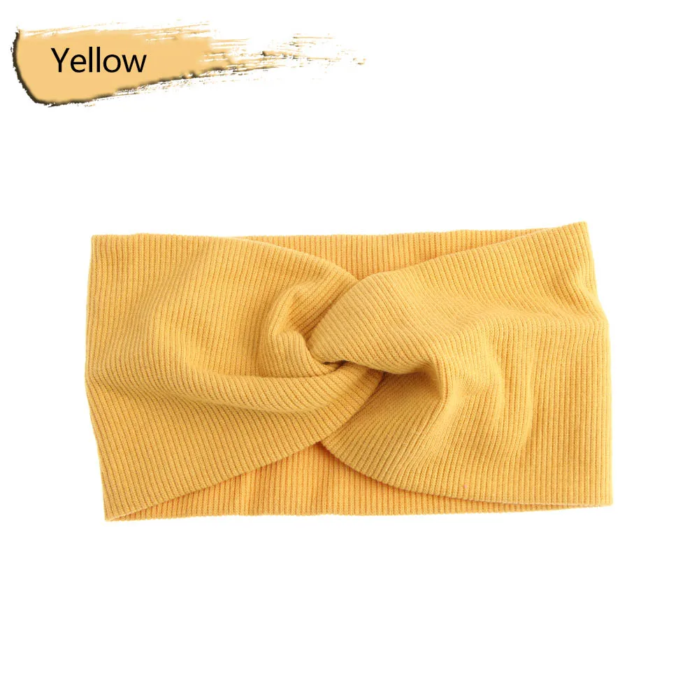 Yellow Новое поступление, модные женские мягкие шерстяные плетеные повязки на голову, милые теплые головные уборы для девушек, женские корейские винтажные аксессуары для волос - Цвет: Yellow