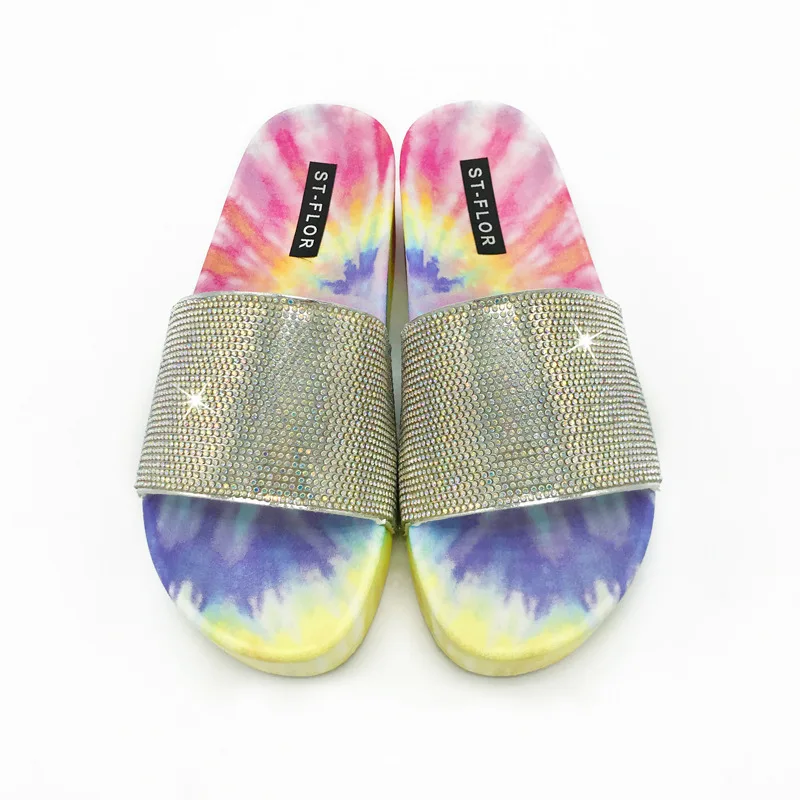 

and the ins web celebrity fashion pad dyeing thick sponge at the end of a word is cool slippers female wear slippers