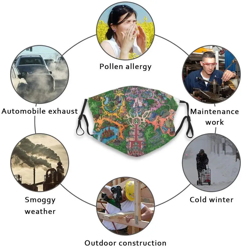 Волшебное Королевство! Моющаяся маска с фильтром для защиты от пыли рта парка