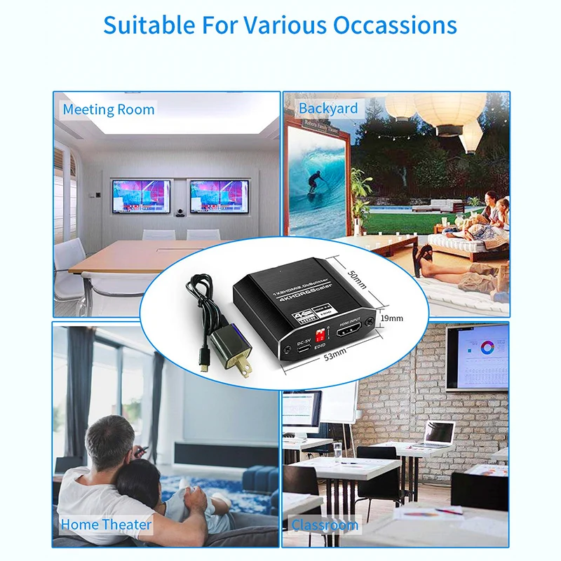 Hdmi сплиттер 1 в 2 выхода 4K 1x2 HDCP2.2 3D усилитель сигнала мощности с аудио