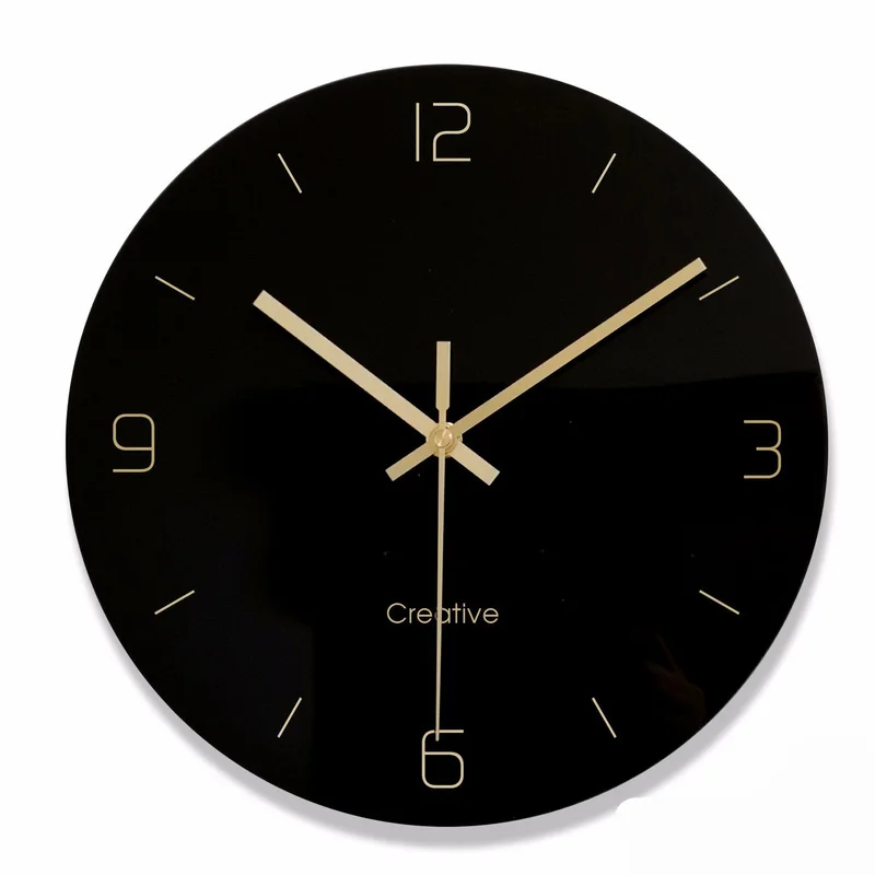 Черные бесшумные часы для гостиной простые современные настенные студийный