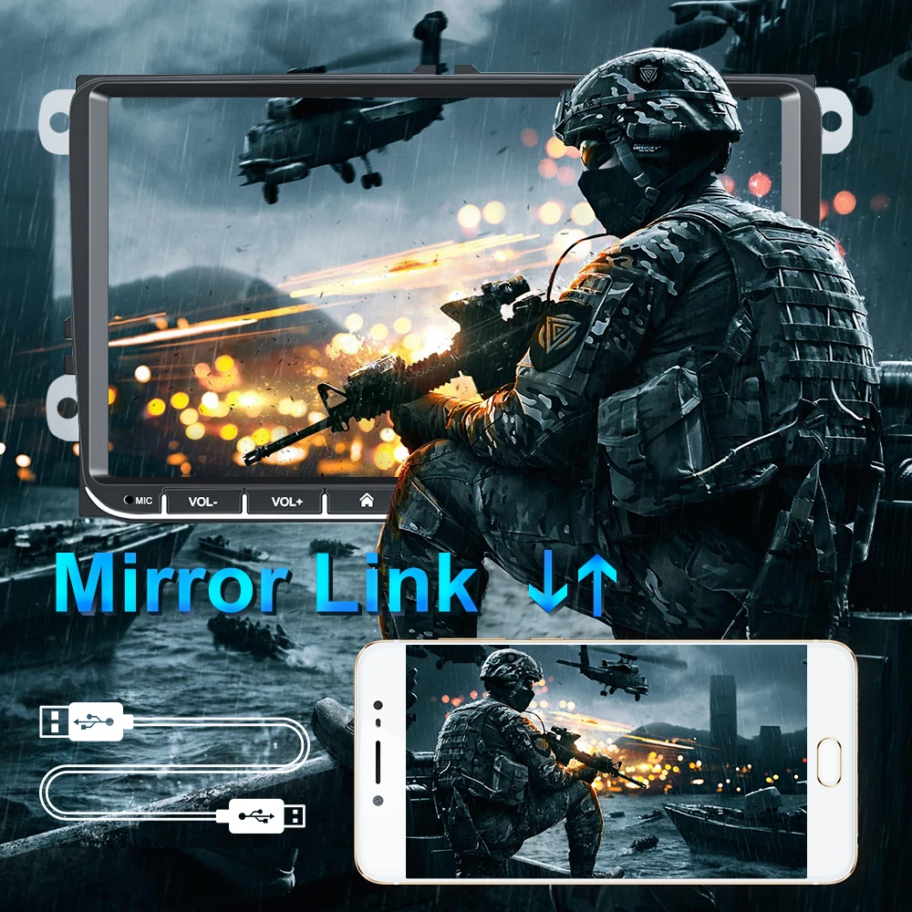 Автомобильный мультимедийный плеер Podofo 9 дюймов с сенсорным экраном MP5 FM радио