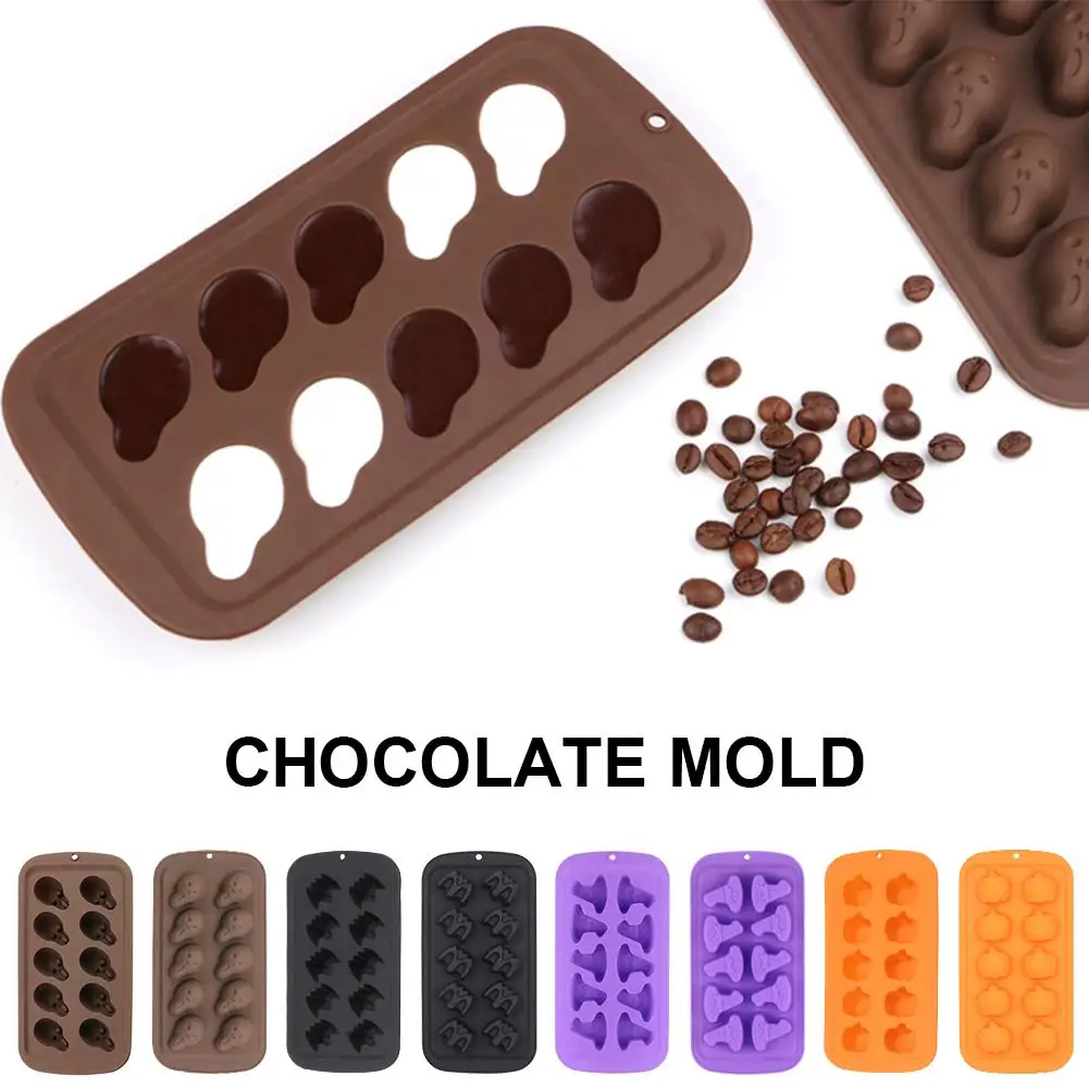 Шоколадная форма Хэллоуин череп летучая мышь шляпа Тыква силиконовая для конфет