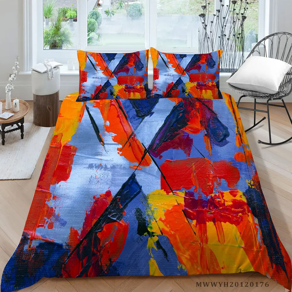 

Oil Painting Bedding Set King Size Creative Strange Duvet Cover Bubbles Queen Single Double Twin Full Bed Set Colorful