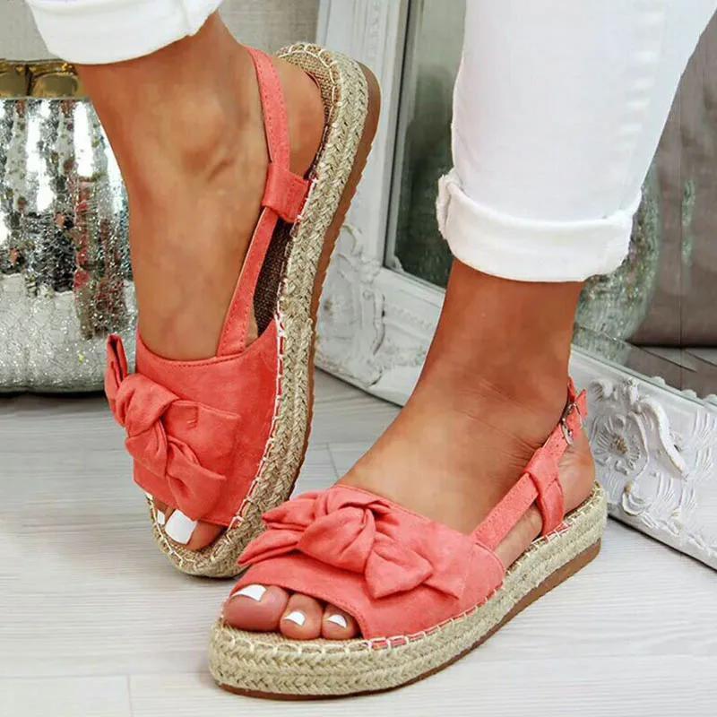 

Женские сандалии, повседневная женская обувь с бантом, обувь с пряжкой Buckle Strap Flats год, Женская однотонная обувь с открытым носком, женские мо...