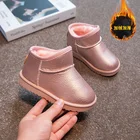 Зимние ботинки для детей, новые зимние дикие корейские короткие ботинки-трубы, короткие ботинки с плоской подошвой, обувь для студентов, бархатная детская хлопковая обувь