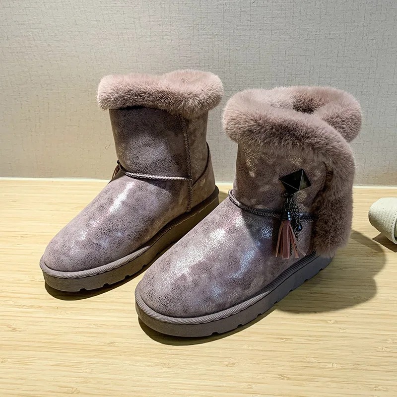 Женские зимние ботинки Новинка 2020 года кожаные теплые камуфляжного цвета с