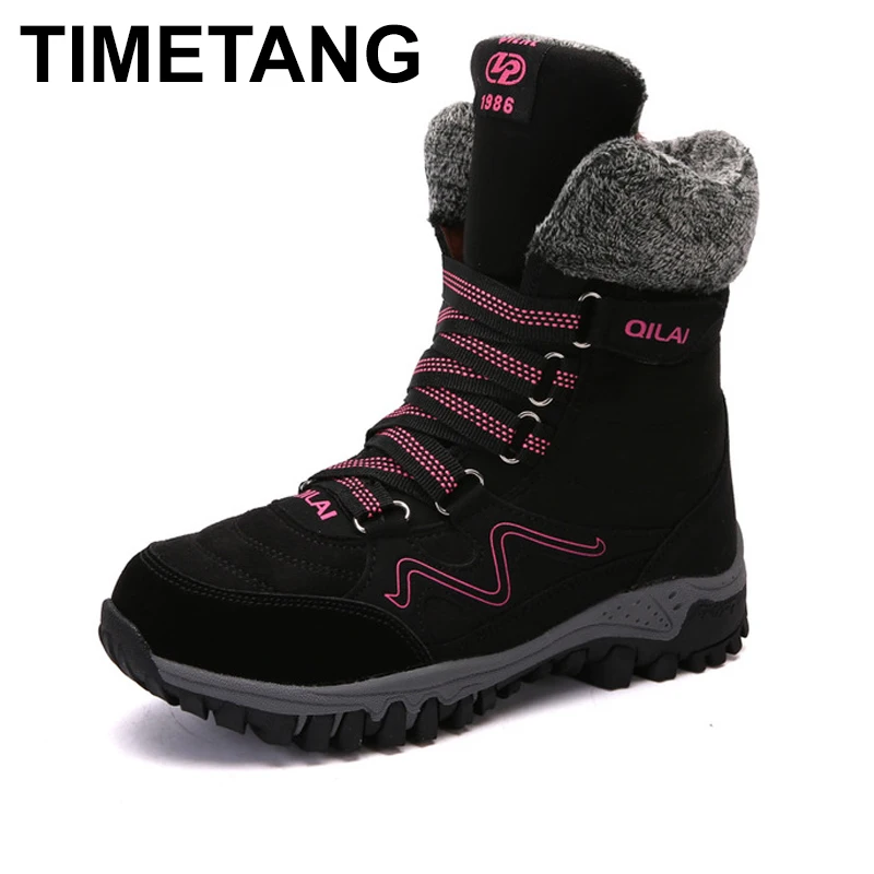 Женские зимние ботинки TIMETANG модные замшевые кожаные женские теплые плюшевые