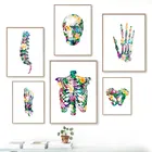 Плакаты и принты человеческой анатомии, Настенная картина с зелеными цветами и органом, на холсте, медицинская развивающая картина для украшения доктора клиники