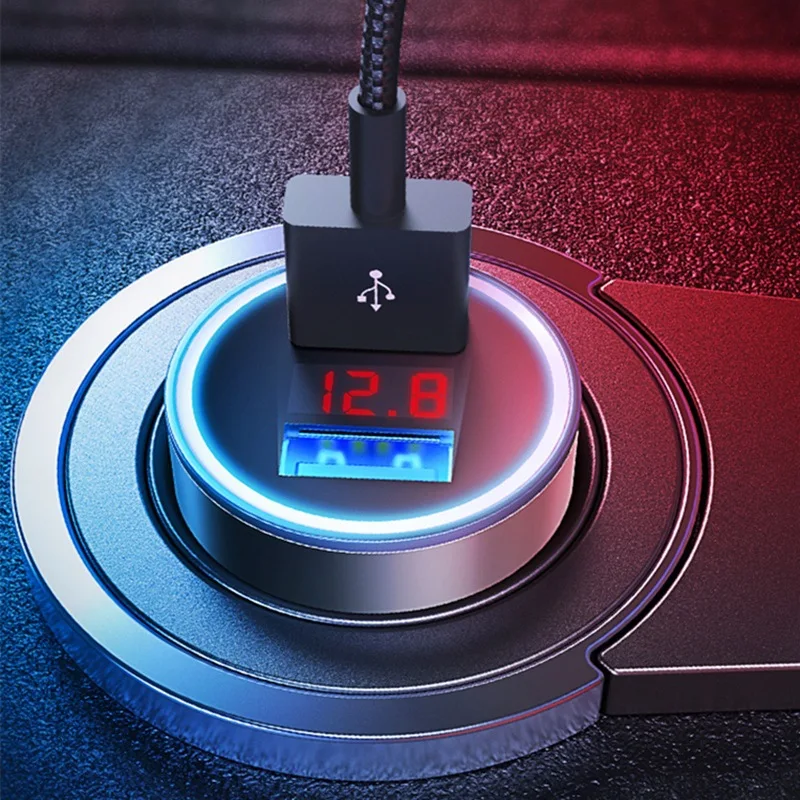 Автомобильное зарядное устройство 3 1 а для прикуривателя USB с индикатором