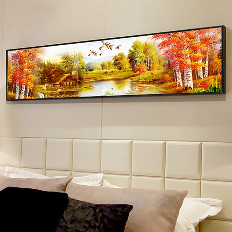 Пейзаж дерево Лебедь ворона большой 5D DIY алмазная живопись полный квадрат дрель