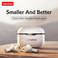 lenovo lp1 wireless bluetooth earphones hd call stereo bass with mic sweatproof earbud touch control sports headphones