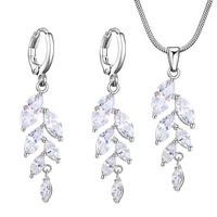 floralbride fashion bijoux anti allergic girls colorful cubic zirconia necklace pendant earring set women jewelry set
