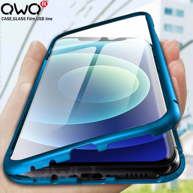 Роскошный защитный стеклянный чехол с полным покрытием 360 для iPhone 12 Pro MAX Защита