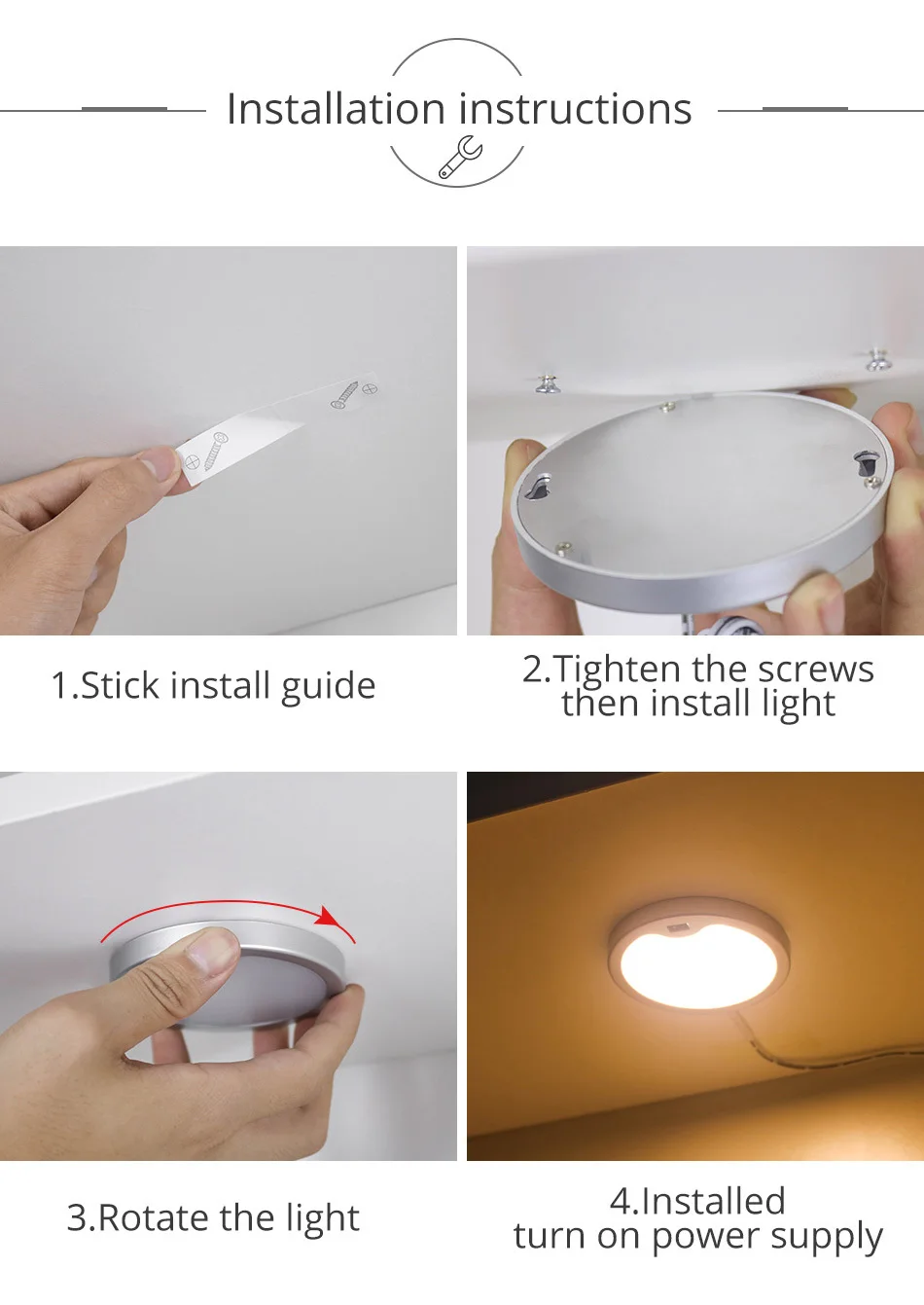 3W Motion Sensor 12V LED Light Puck Lamp Kitchen Under Cabinet Light Wardrobe Cupboard Closet PIR Night Lighting