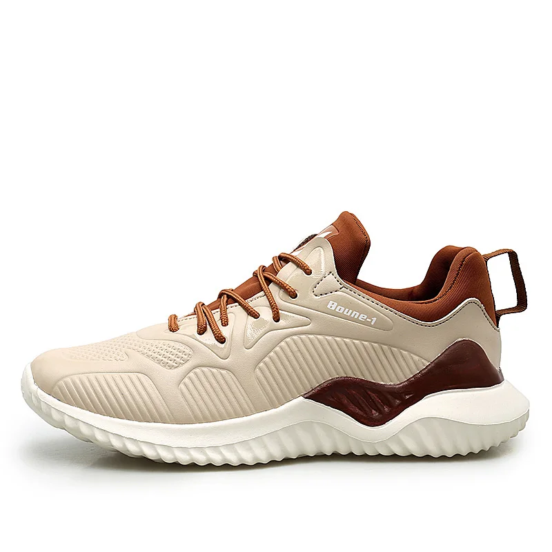 Beige Shoes VESONAL качественные брендовые кроссовки из pu кожи Для мужчин взрослых повседневные мужские туфли Для мужчин Осенняя Уличная обувь для бега Легкая удобная женская обувь - Цвет: Beige Shoes