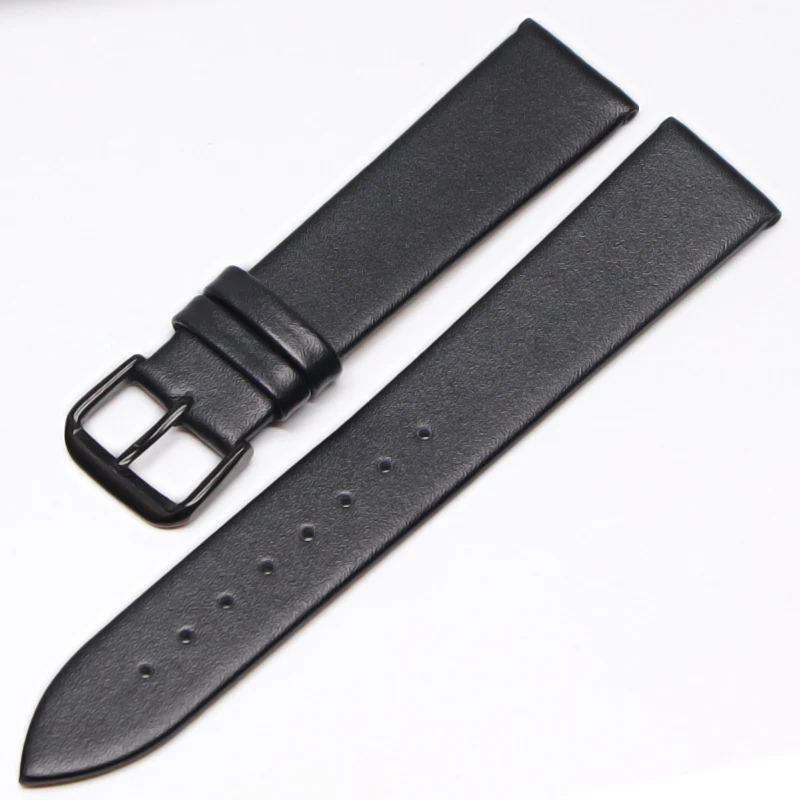 Genuine Leather Watchbands 18mm 20mm 22mm 24mm Black  Brown Women Men Cowhide Watch Band Strap Belt With Buckle