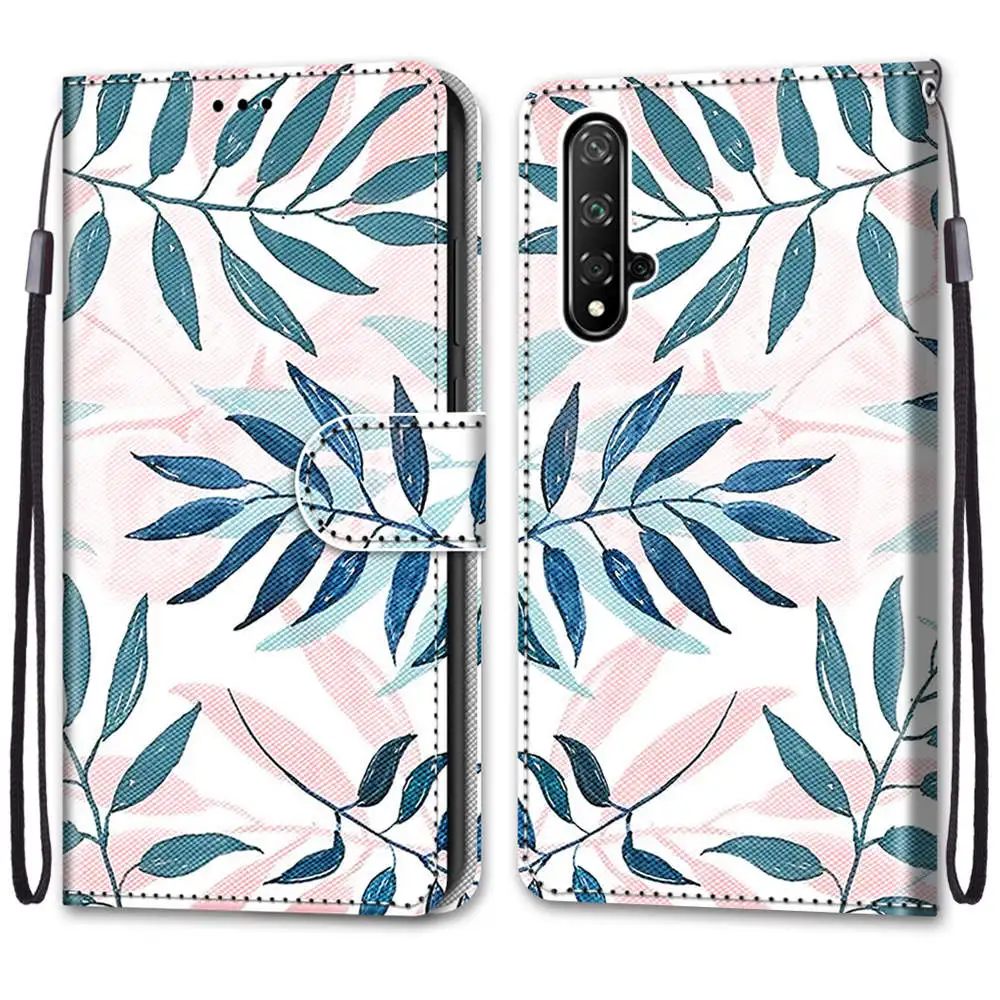Kids Etui Card Holder Wallet Flip Case For for Huawei Honor 20 Nova 5T Honor 20s Flower Cat Butterfly Pattern Phone Book Cover