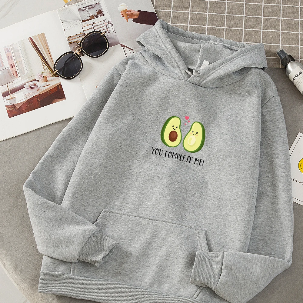 

Avocado Print Graphics Letter Kawaii Sweatshirt Warm Streetwear Kpop Hoodie Female Fashion Casual Women's Jacket for Girls
