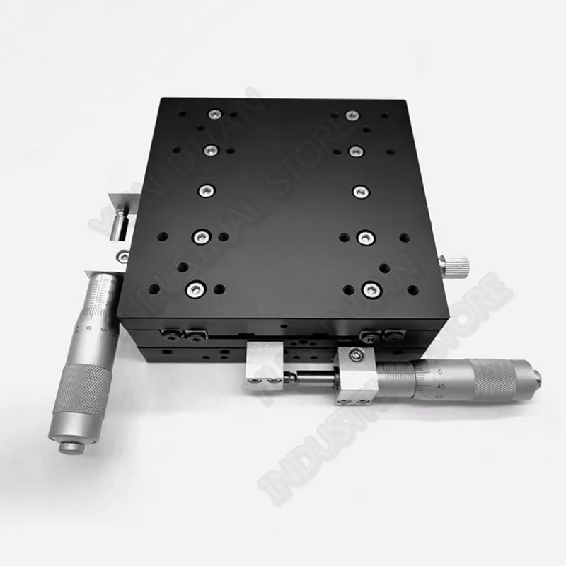 

5" XY Axis 125*125mm Trimming Station Manual Displacement Platform Cross Roller Guide Way Linear Stage Sliding Table LY125-L