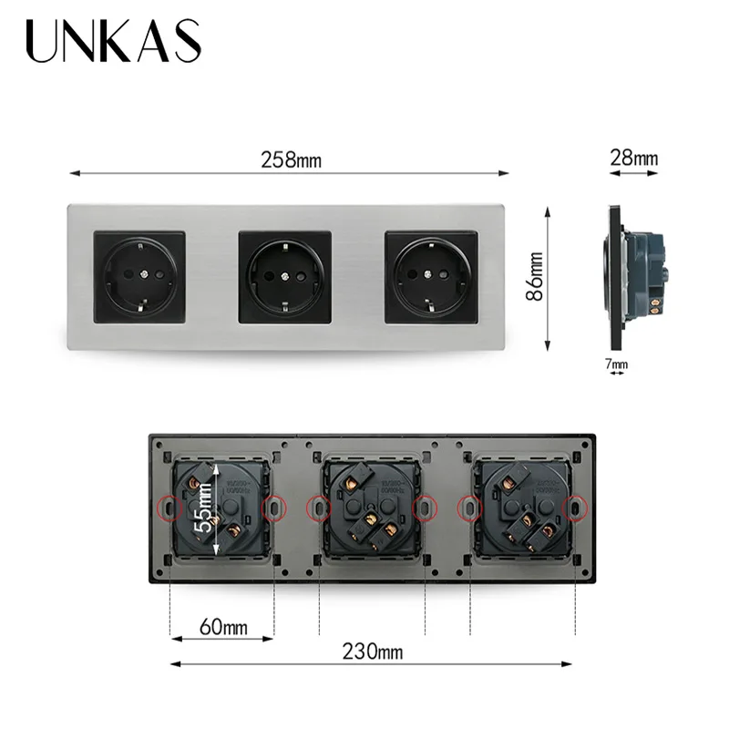 UNKAS ЕС Стандартный черный Нержавеющая сталь Панель с двойными стенками Мощность