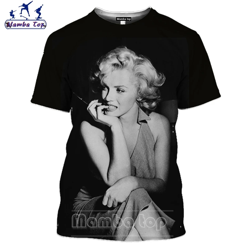 Топ Mamba Привлекательная модель Мэрилин Монро Мужская футболка с 3D принтом