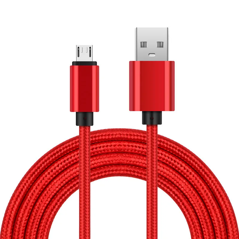 Red micro cable Сверхмощный металлический Плетеный IOS Micro USB USB-C Кабель зарядного устройства 1 м 2 м 3M для iPhone X 7 6 5 8 8 плюс XS - Цвет: Red micro cable