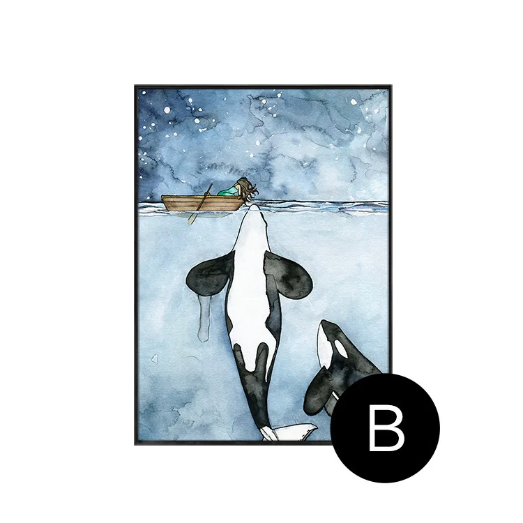 Домашнее украшение Картина на холсте мультяшный поцелуй Кит Современное простая