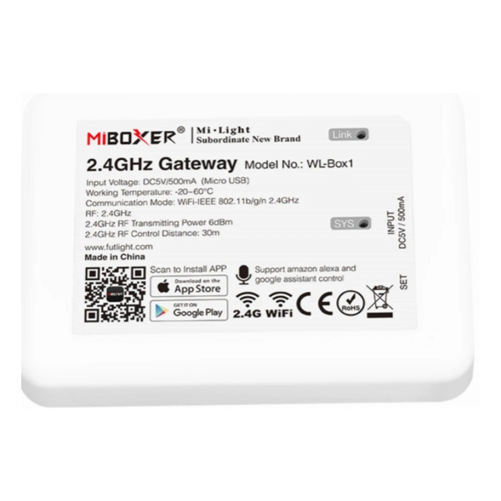 Miboxer беспроводной Wifi WL Box1 контроллер DC5V совместим с IOS/Andriod системой беспроводного