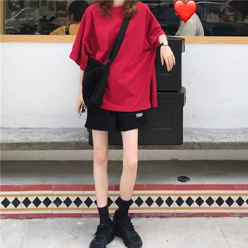 Женская свободная футболка с рукавом летучая мышь круглым вырезом | одежда