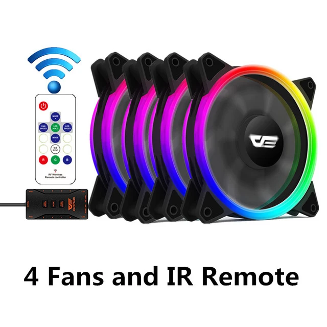 Aigo чехол для компьютера, ПК, вентилятор, DR12-Pro, Aura Sync, кулер, вентилятор RGB, регулируемый светодиодный, 120 мм, тихий, дистанционный, для компьютера, кулер, охлаждение, чехол для процессора, вентилятор - Цвет лезвия: 4 fan and controller