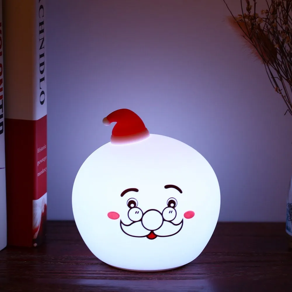 USB Rechargeable LED Silicone Patting Control Christmas Santa Lamp Drop shipping