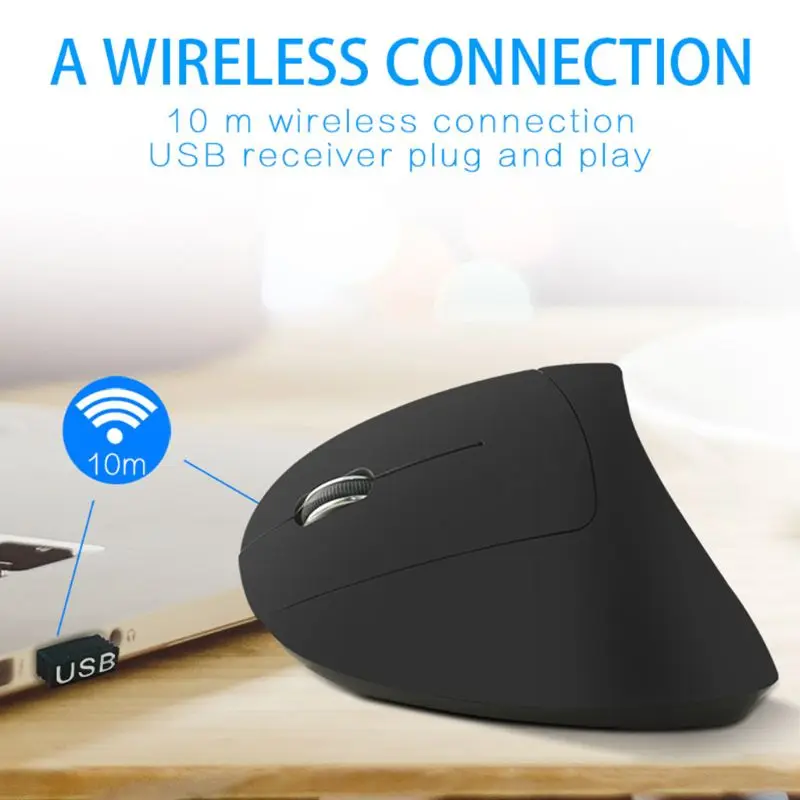 Левшей Мышь Перезаряжаемые эргономичная Вертикальная мышь с USB приемник для