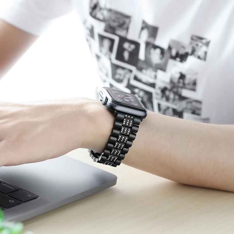 

Diamond Strap for Apple Watch Series 1 2 3 4 Stainless Steel Metal Butterfly Buckle Band for iWatch 42/44mm 38/40mm
