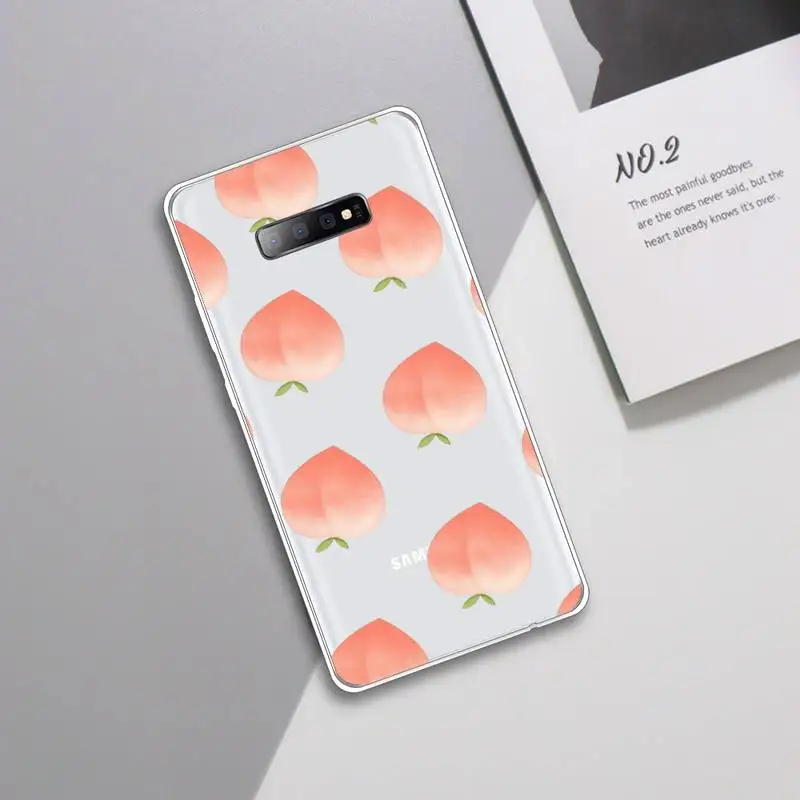 

Pink peach fruit Phone Case Transparent For Samsung Galaxy A 71 21s S note 8 9 10 plus 20 ultra