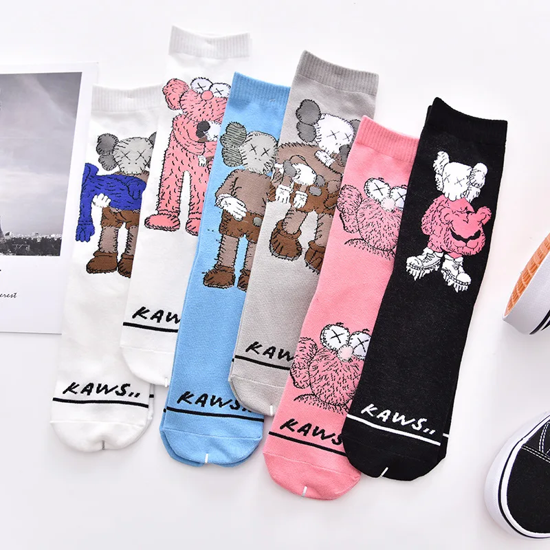 Носки женские хлопковые с мультяшным рисунком милые жаккардовые прямые
