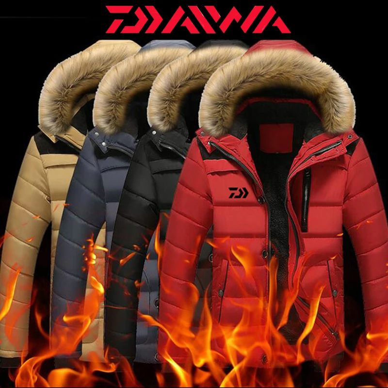 

2021 Daiwa Fishing Clothing Outdoor For Men Autumn Winter Waterproof Warm Fishing Jackets Patchwork Hooded Mountaineering Suits