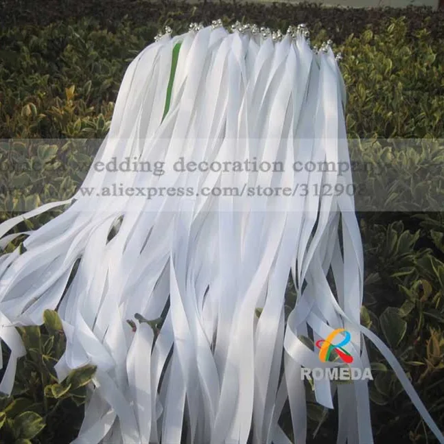 Бесплатная доставка (50 шт./лот) Стильная белая лента свадебные палочки с