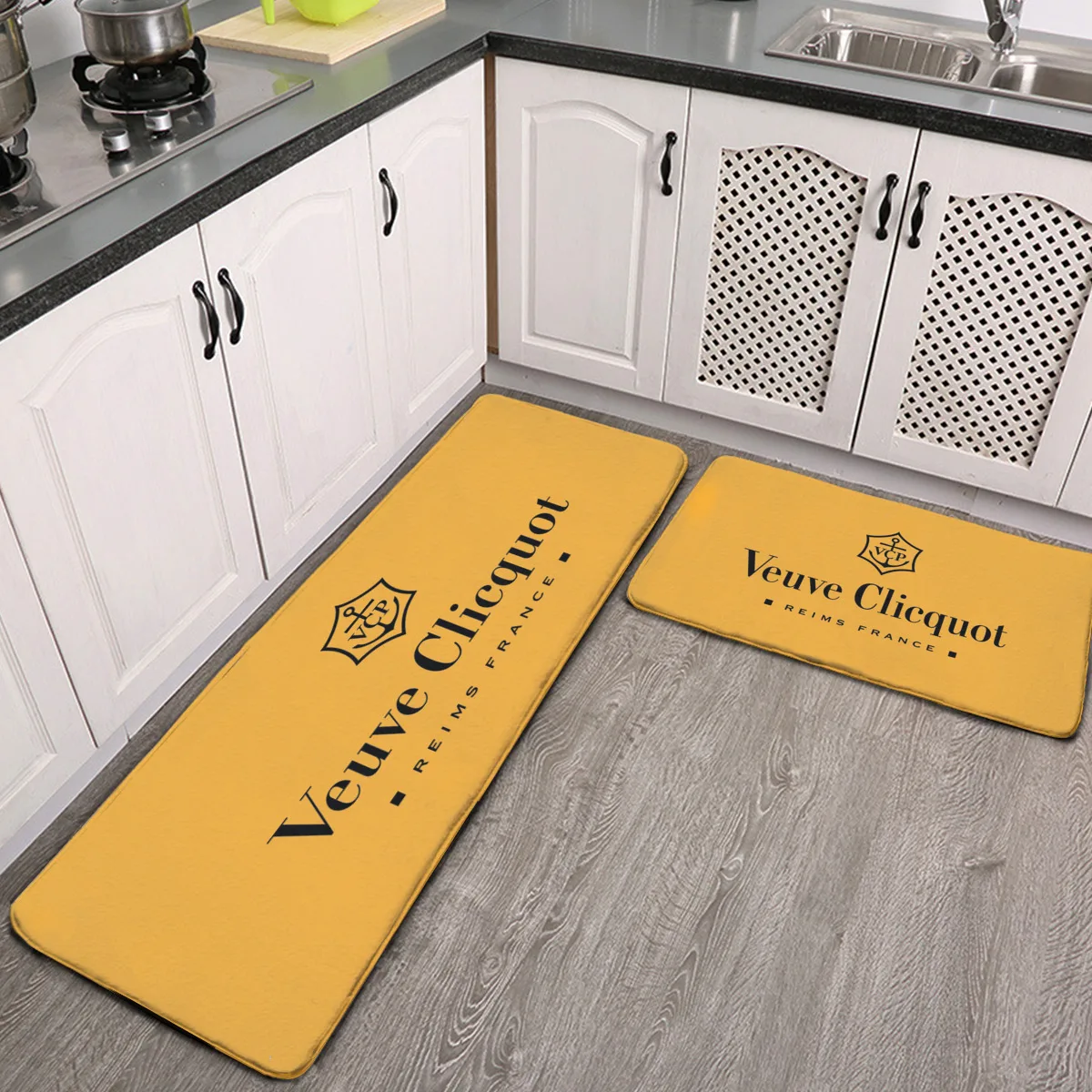 

Veuve Clicquot Champagne Floor Mats, Kitchen and Living Room Carpets Two-piece Non-slip Stylish Decoration on The Bar Counter 01
