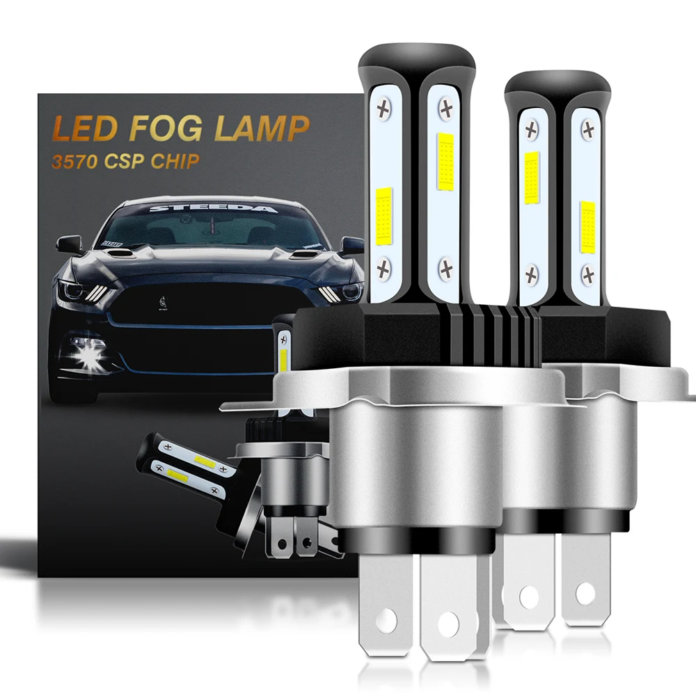 

H4 LED Fog Light Bulb Hi/Lo Beam 6000K 100W 3000LM 3570 CSP-Chips High Power All in One Mini Design CANBUS Error Free DRL