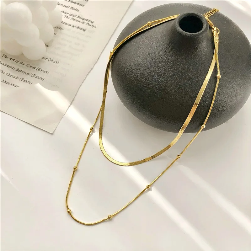 

Flat cold wind snake chain necklace double contracted short chain chain of clavicle female temperament of ins small design