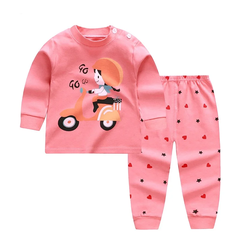 Kids Boys Girls Pajama Sets Cartoon Print Long Sleeve O-Neck Cute T-Shirt Tops with Pants Toddler Baby Autumn Sleeping Clothes - Цвет: Style 12